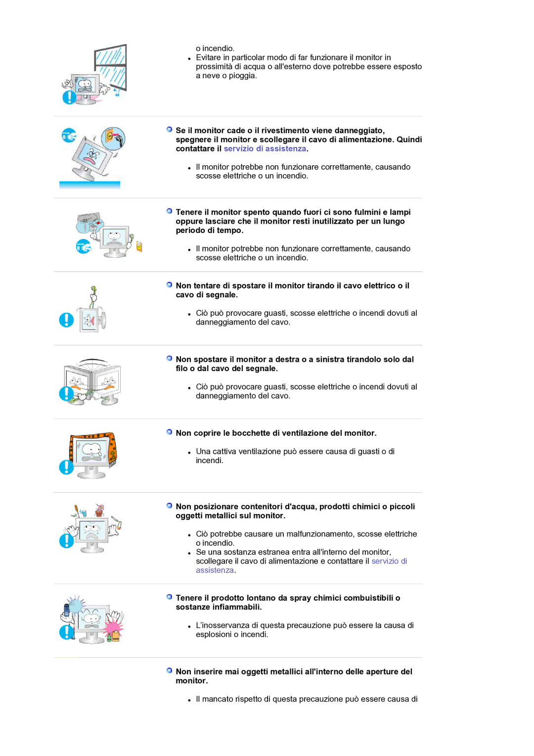 Samsung LS17SMTTS/EDC manual Non coprire le bocchette di ventilazione del monitor 