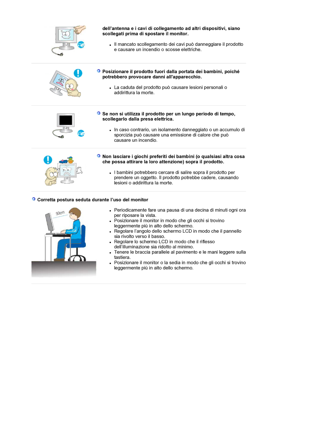 Samsung LS17SMTTS/EDC manual Corretta postura seduta durante l’uso del monitor 