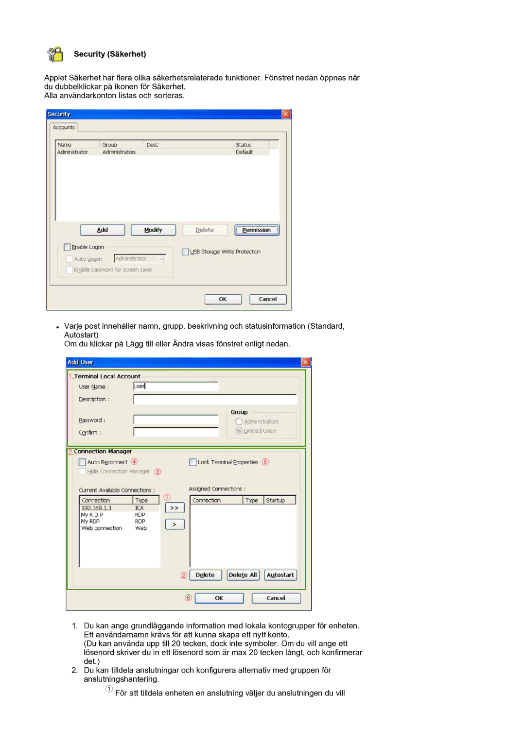 Samsung LS17SMTTS/EDC manual Security Säkerhet 