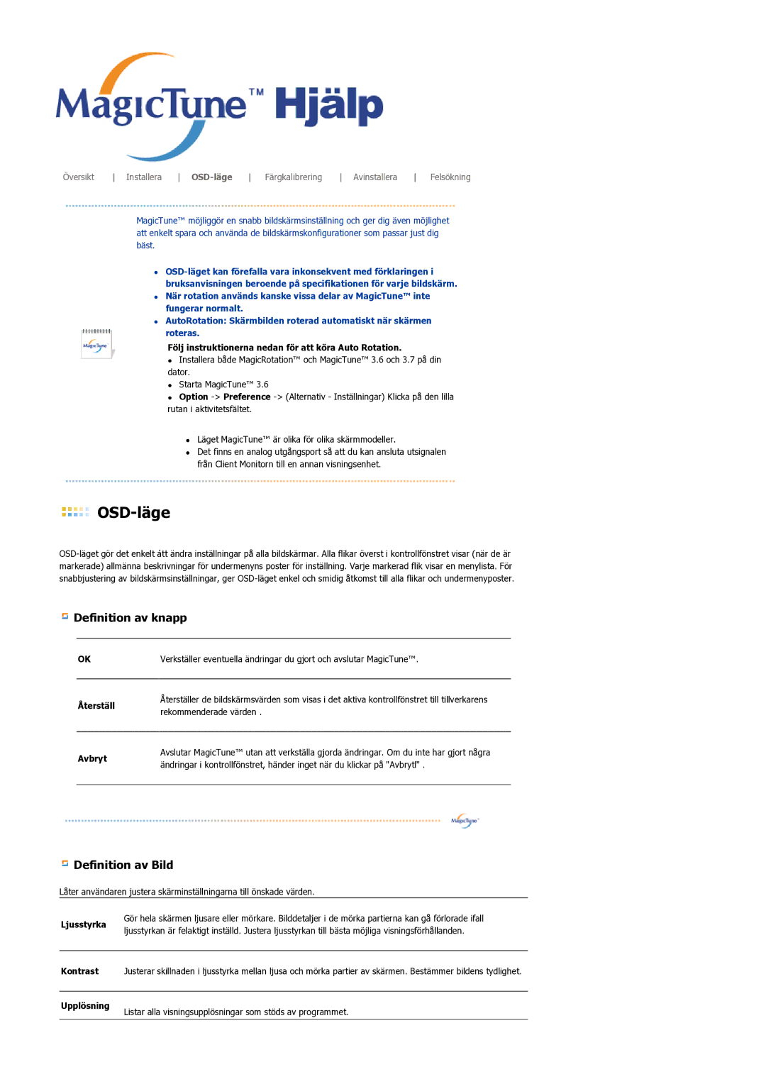 Samsung LS17SMTTS/EDC manual OSD-läge 