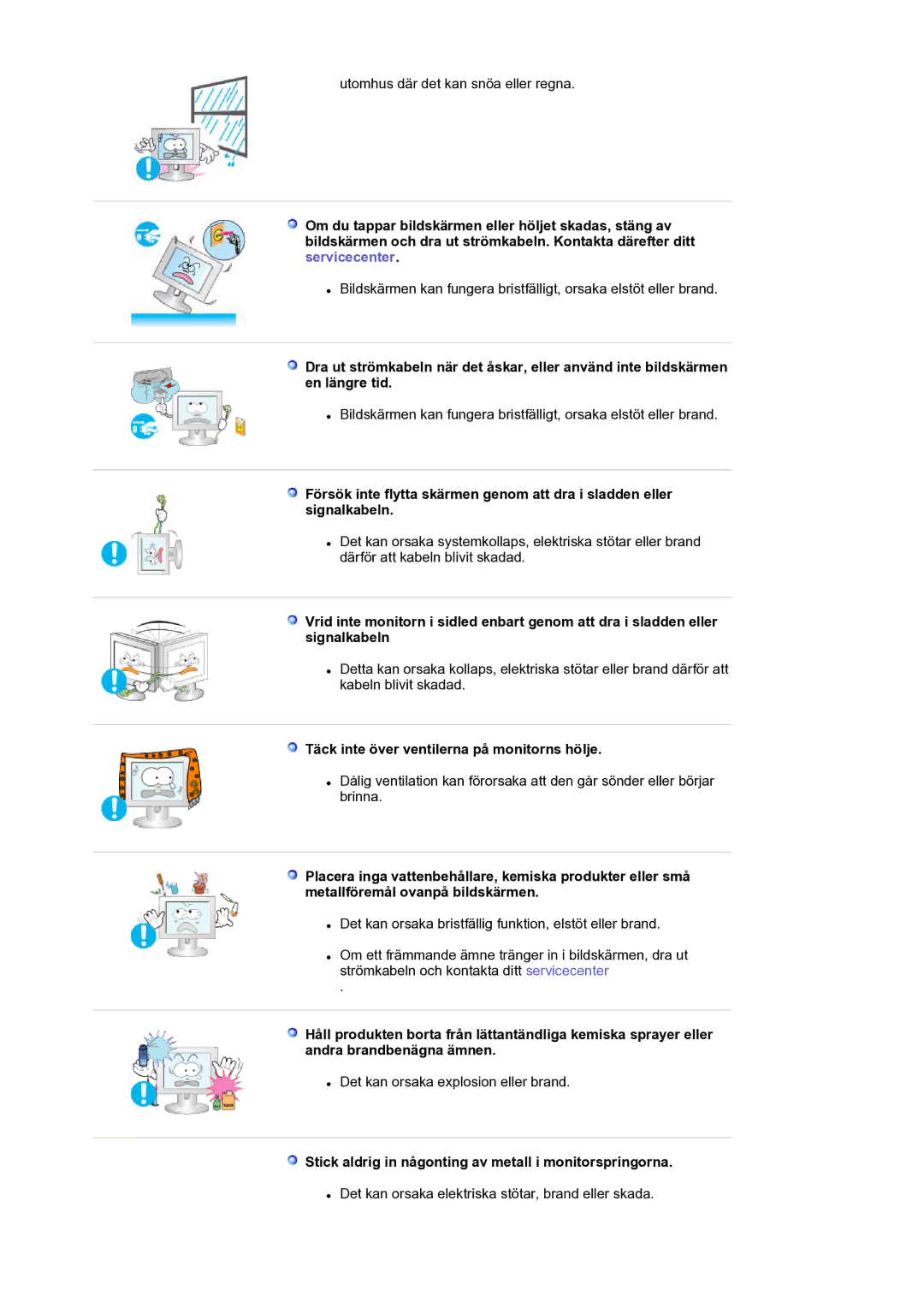 Samsung LS17SMTTS/EDC manual Täck inte över ventilerna på monitorns hölje 