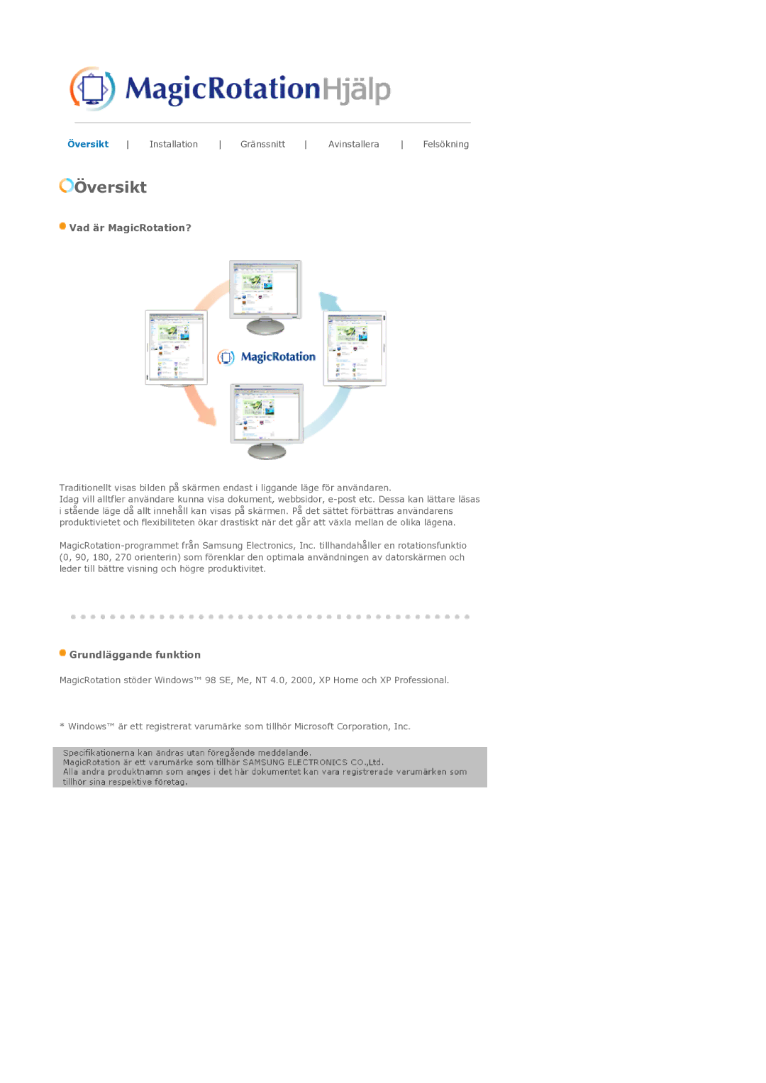 Samsung LS17SMTTS/EDC manual Översikt 