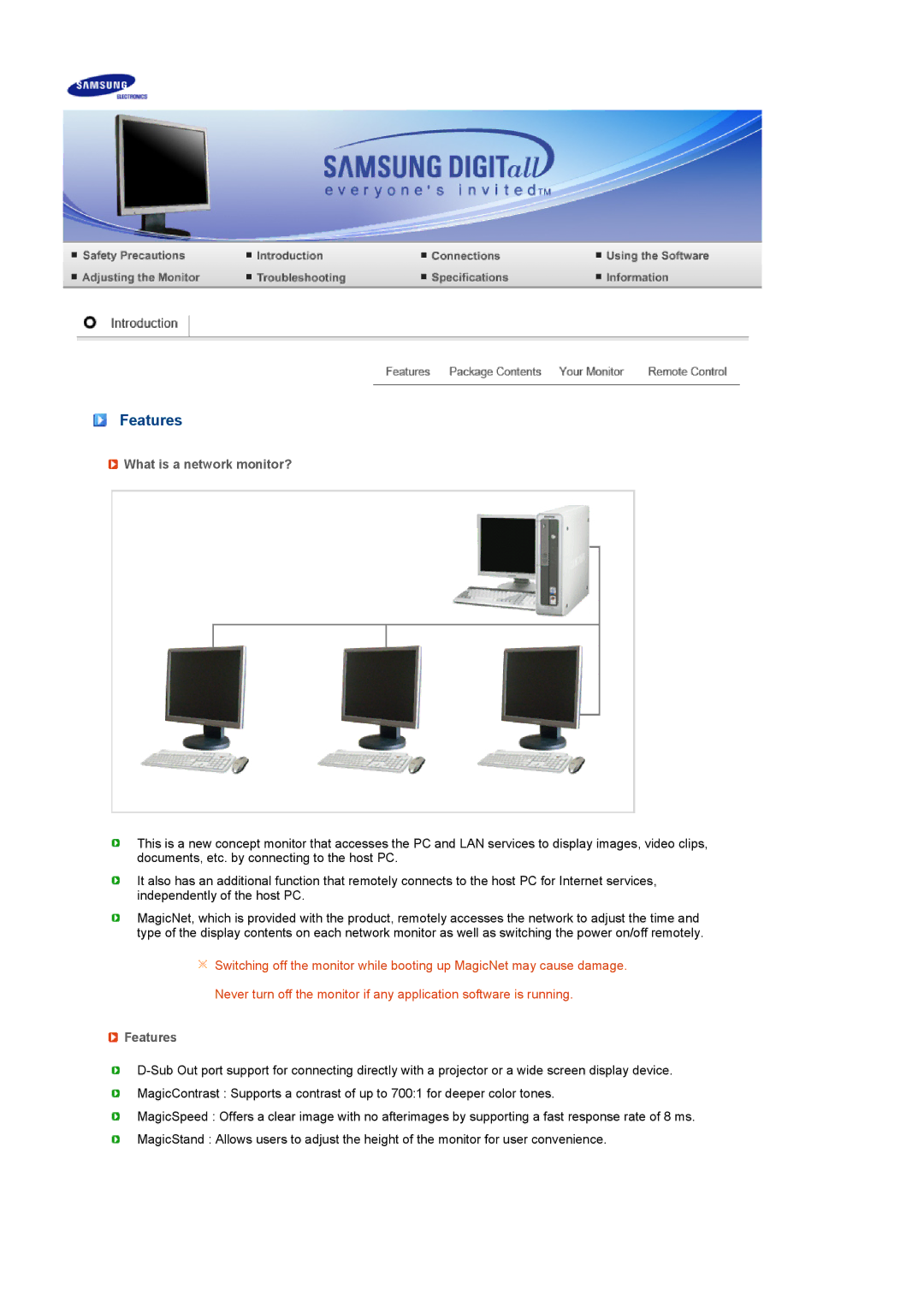 Samsung LS17SRTTSN/EDC manual Features, What is a network monitor? 