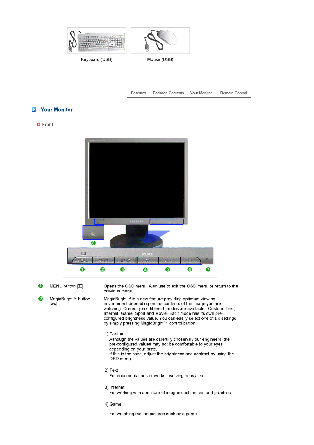 Samsung LS17SRTTSN/EDC manual Your Monitor, Front 