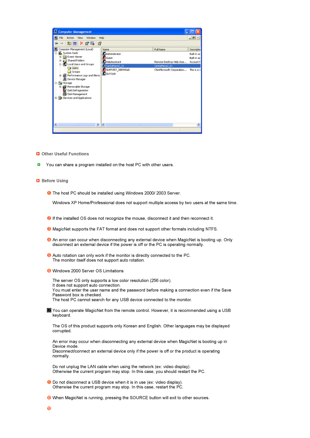 Samsung LS17SRTTSN/EDC manual Other Useful Functions, Before Using 