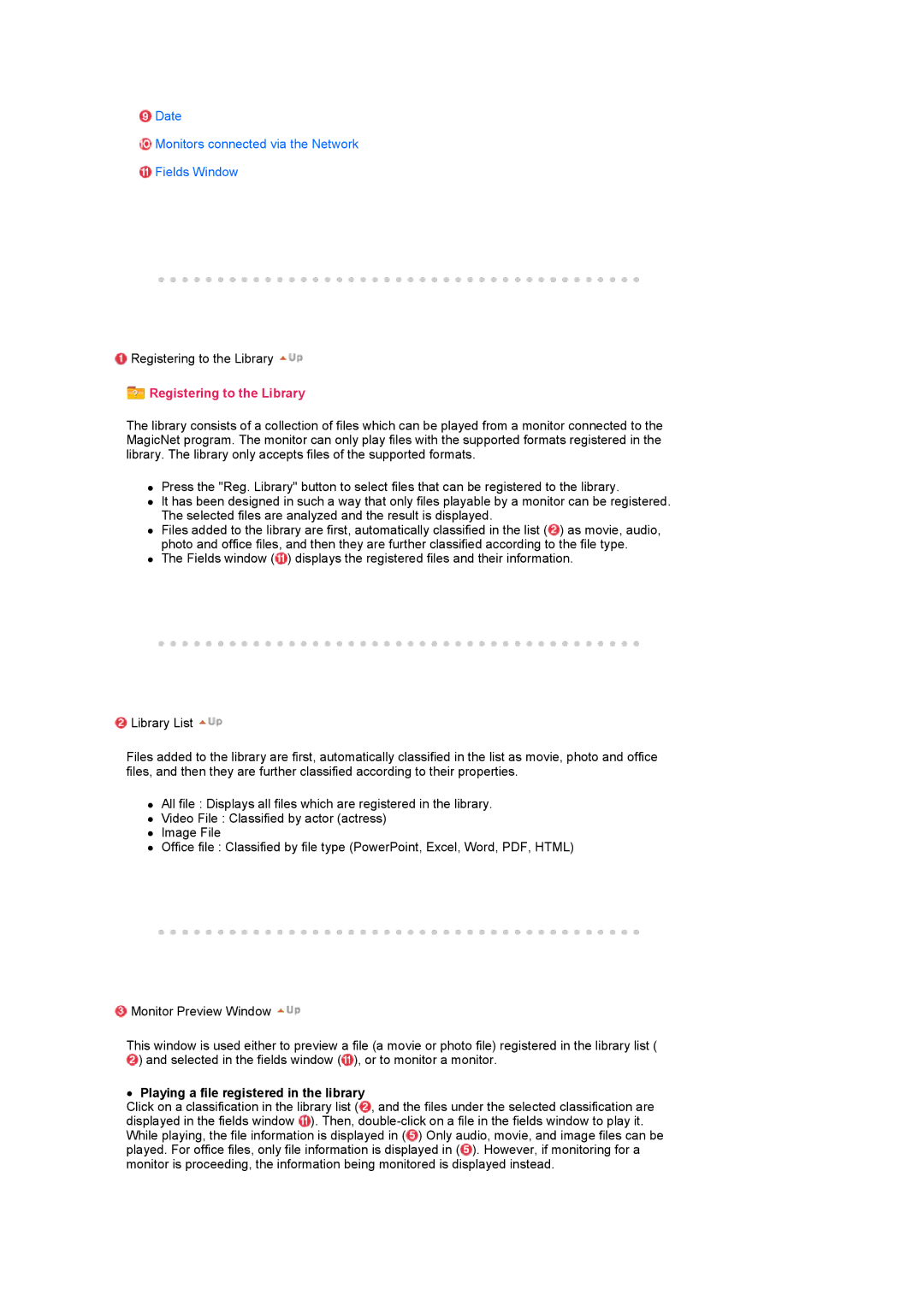 Samsung LS17SRTTSN/EDC manual Registering to the Library, Playing a file registered in the library 