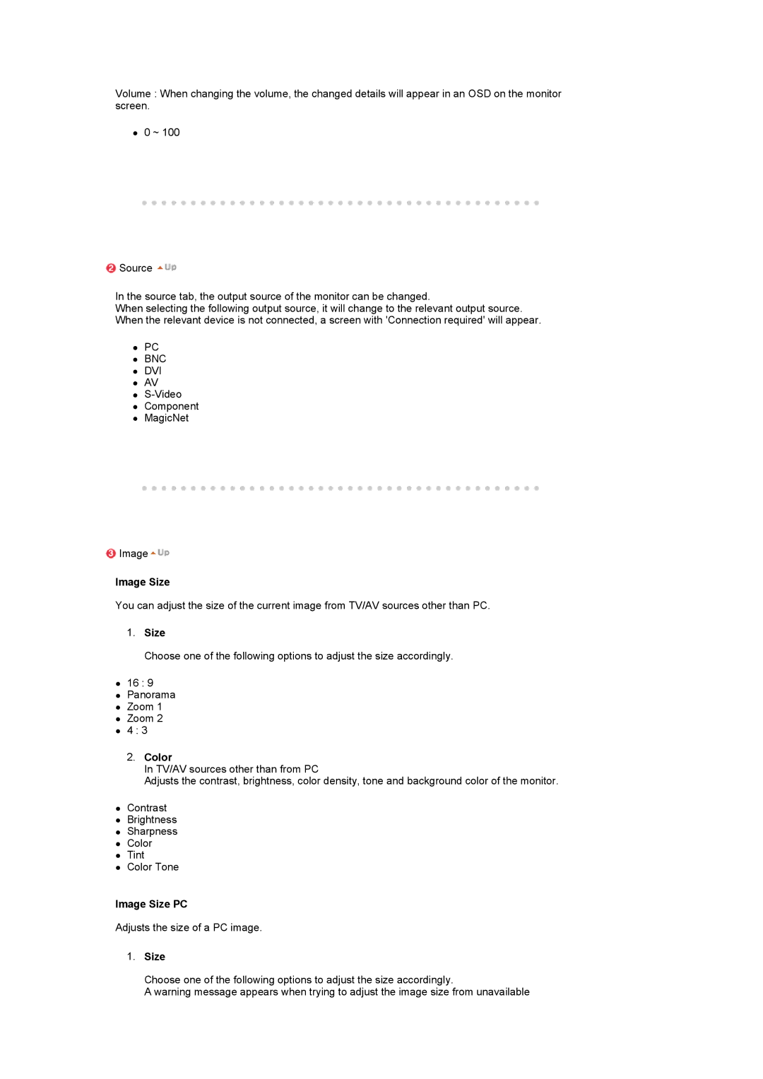 Samsung LS17SRTTSN/EDC manual Color, Image Size PC 