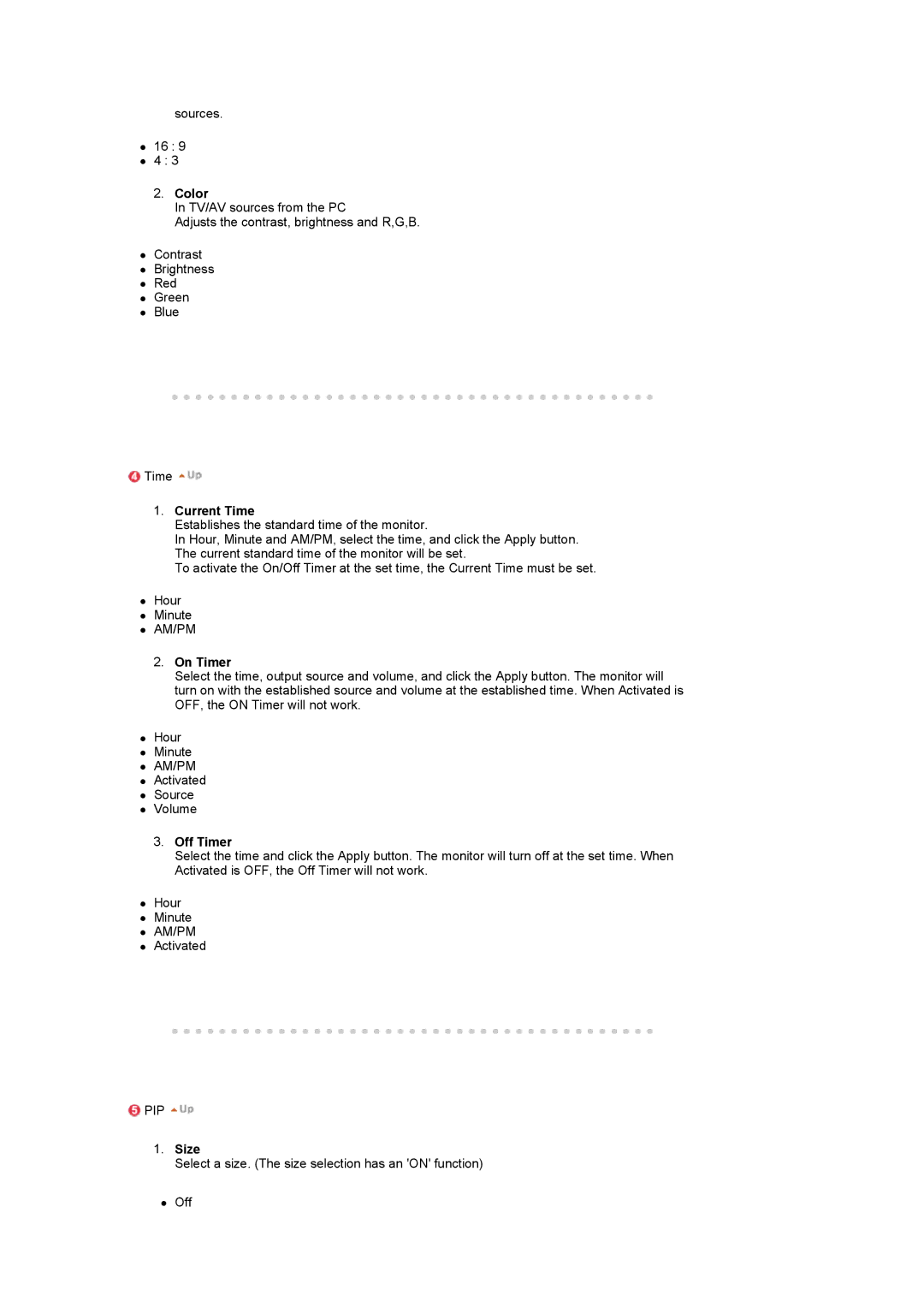 Samsung LS17SRTTSN/EDC manual Current Time, On Timer, Off Timer 