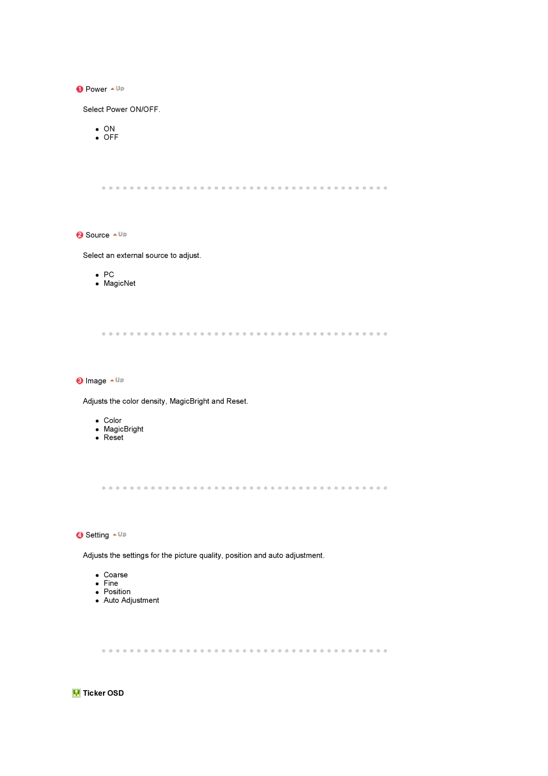 Samsung LS17SRTTSN/EDC manual Ticker OSD 