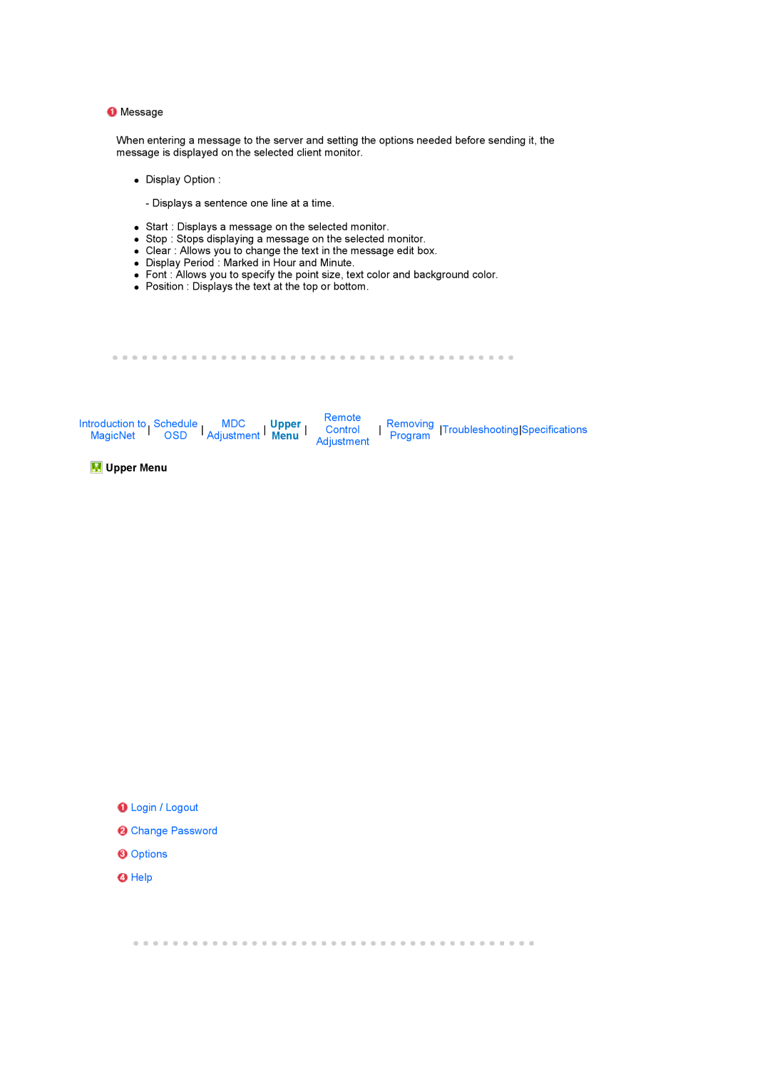 Samsung LS17SRTTSN/EDC manual Upper Menu 