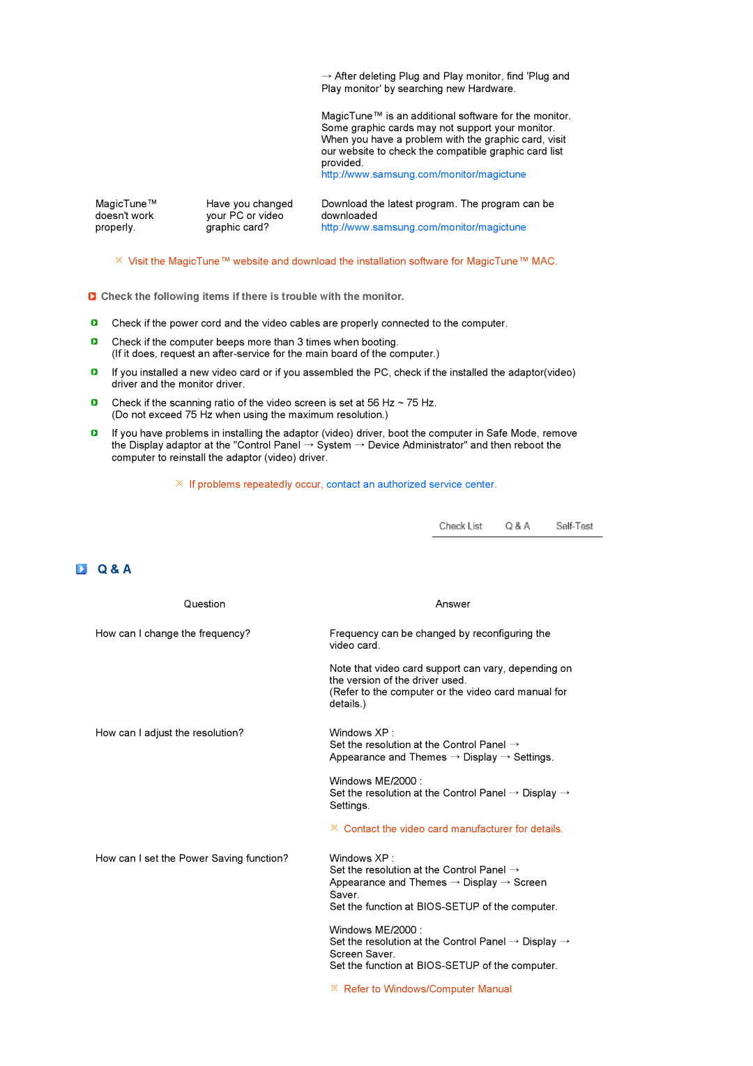 Samsung LS17SRTTSN/EDC manual Contact the video card manufacturer for details 