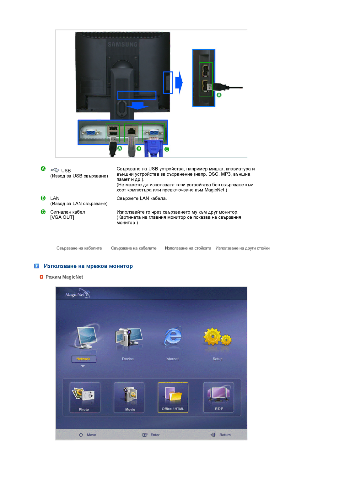 Samsung LS17SRTTSN/EDC manual Използване на мрежов монитор, Режим MagicNet 