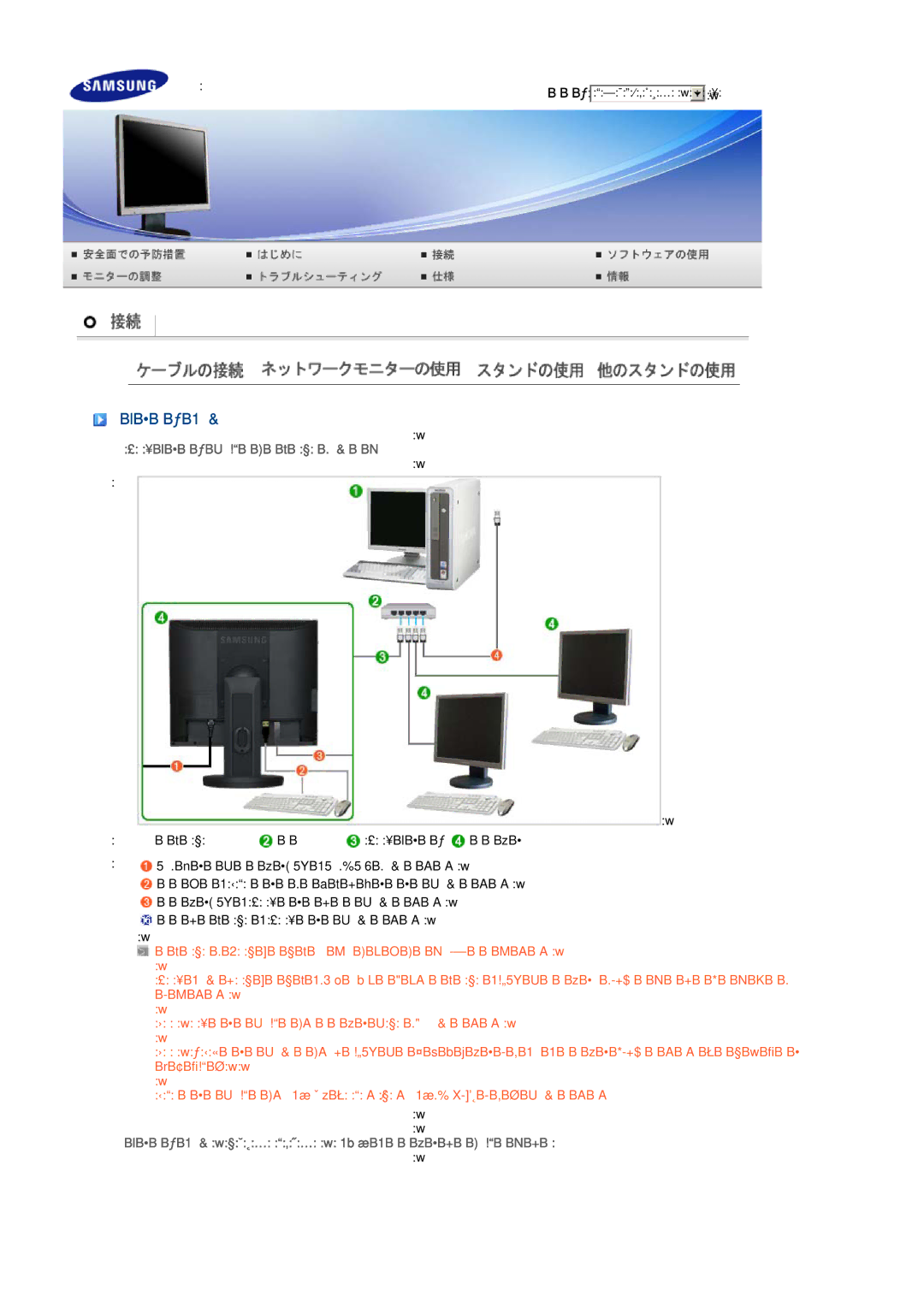 Samsung LS17SRTTSN/XSJ manual Lanケーブルを使用してホストpcに接続する, ケーブルの接続 PowerSaver 通常のモニターとして使用するとき 