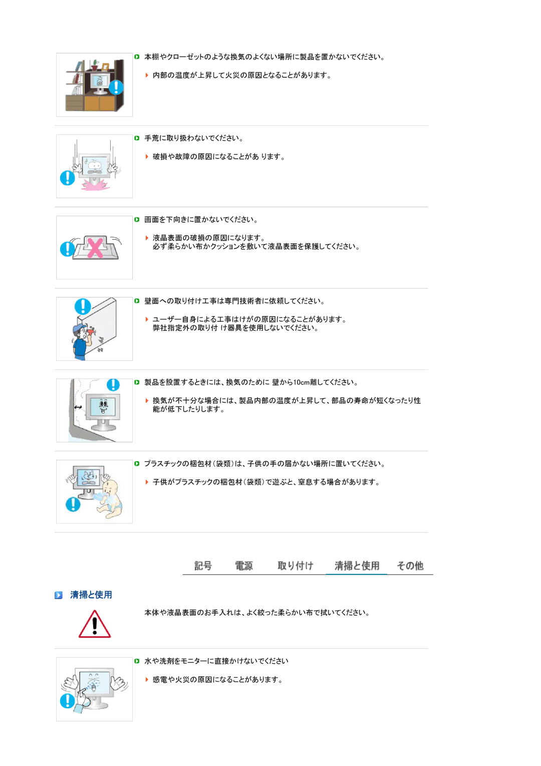 Samsung LS17SRTTSN/XSJ manual 清掃と使用 