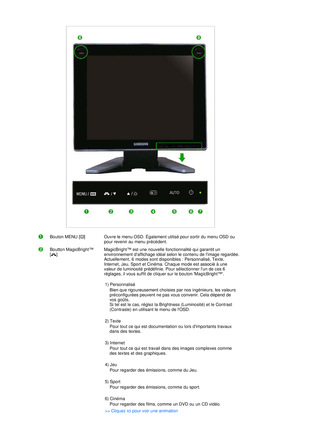 Samsung LS17TBTQS/EDC manual Cliquez ici pour voir une animation 