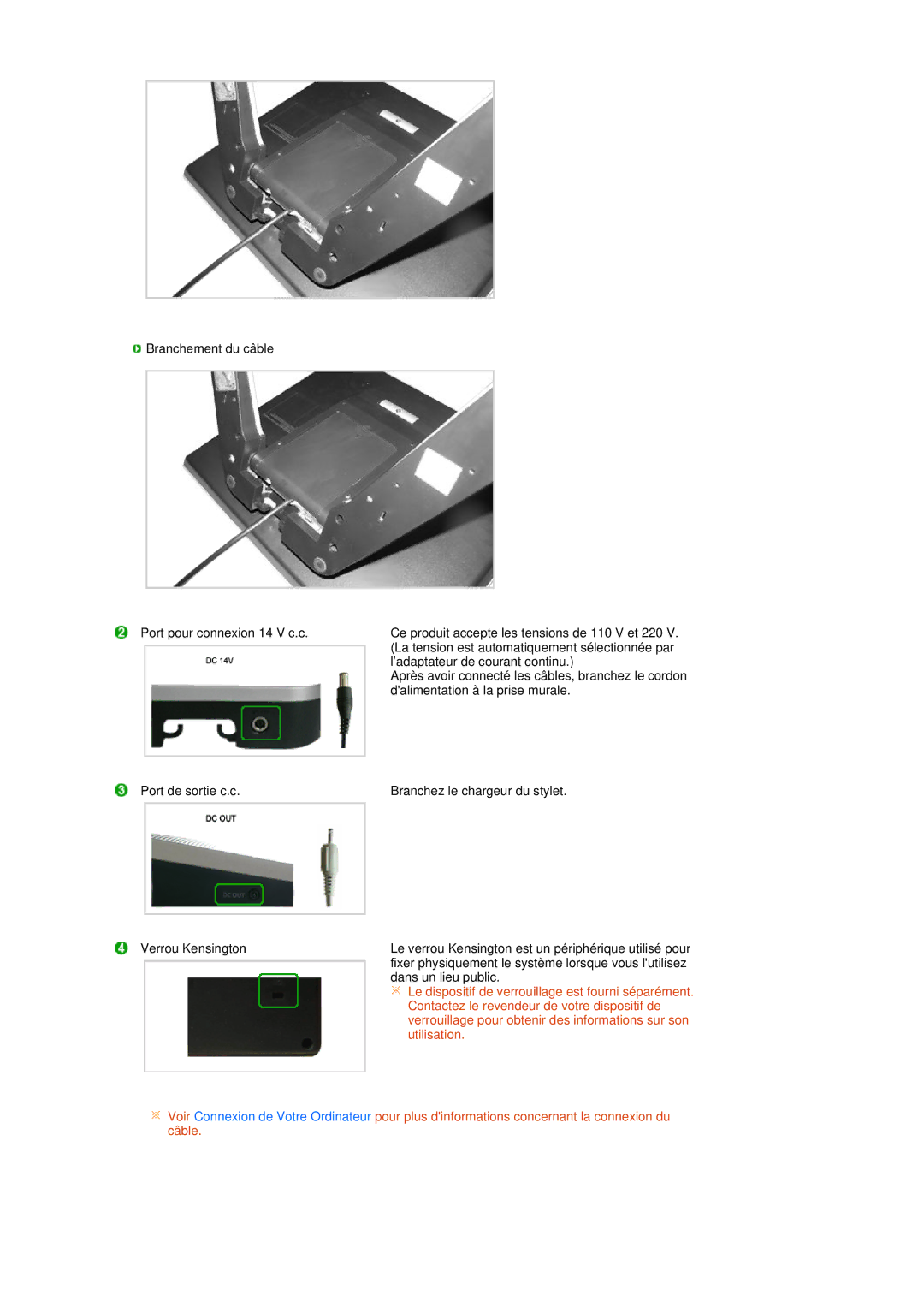 Samsung LS17TBTQS/EDC manual Le dispositif de verrouillage est fourni séparément 