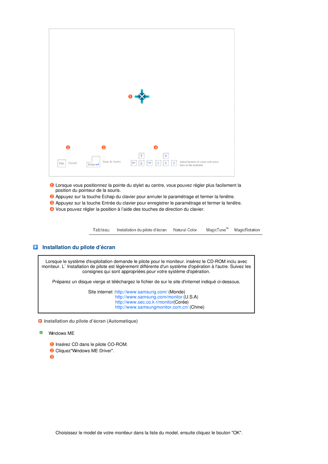 Samsung LS17TBTQS/EDC manual Installation du pilote d’écran Automatique 