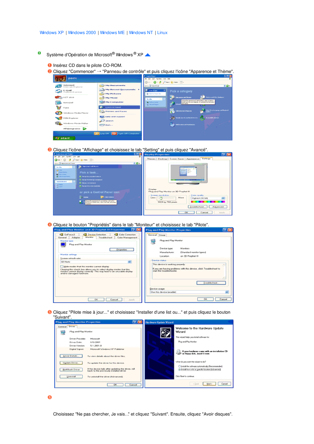 Samsung LS17TBTQS/EDC manual Windows XP Windows 2000 Windows ME Windows NT Linux 