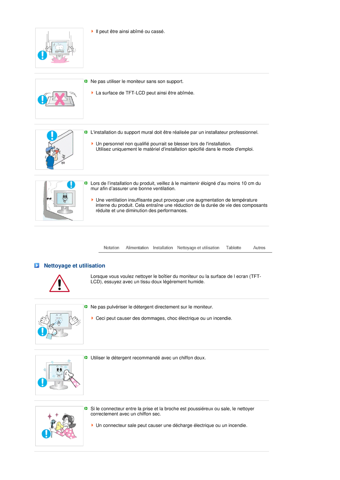 Samsung LS17TBTQS/EDC manual Nettoyage et utilisation 