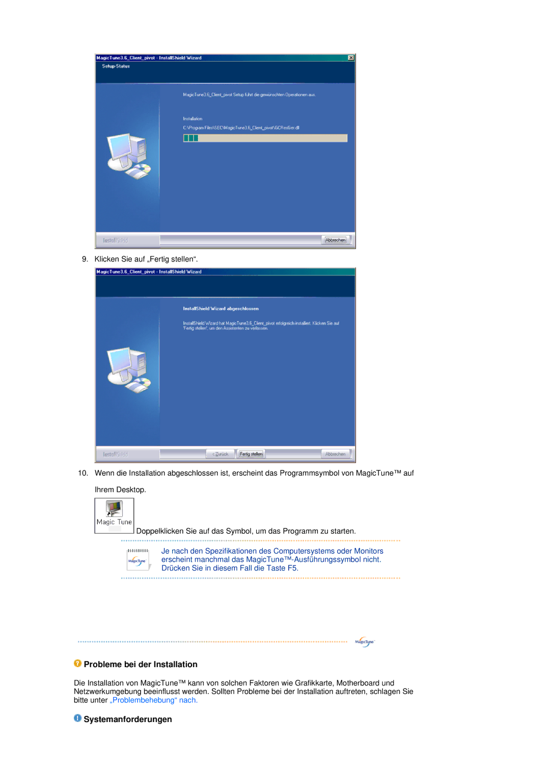 Samsung LS17TBTQS/EDC manual Probleme bei der Installation, Systemanforderungen 