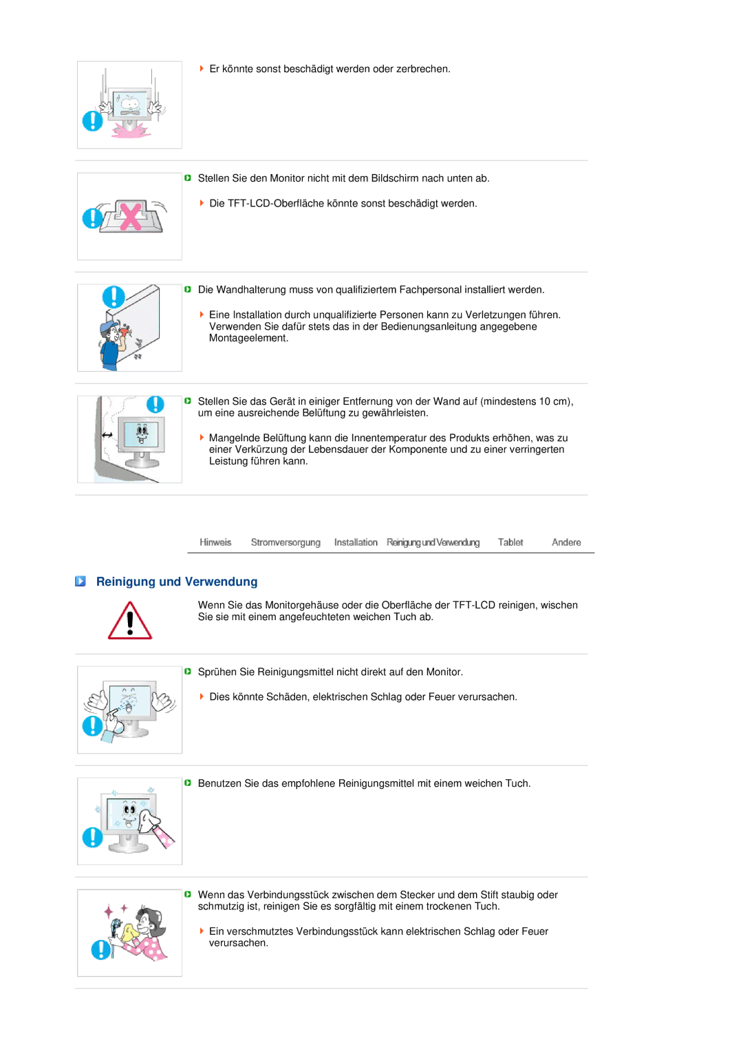 Samsung LS17TBTQS/EDC manual Reinigung und Verwendung 