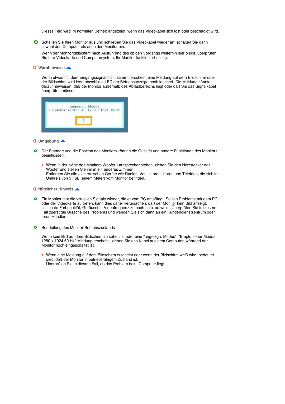 Samsung LS17TBTQS/EDC manual Warnhinweise, Umgebung, Nützlicher Hinweis 