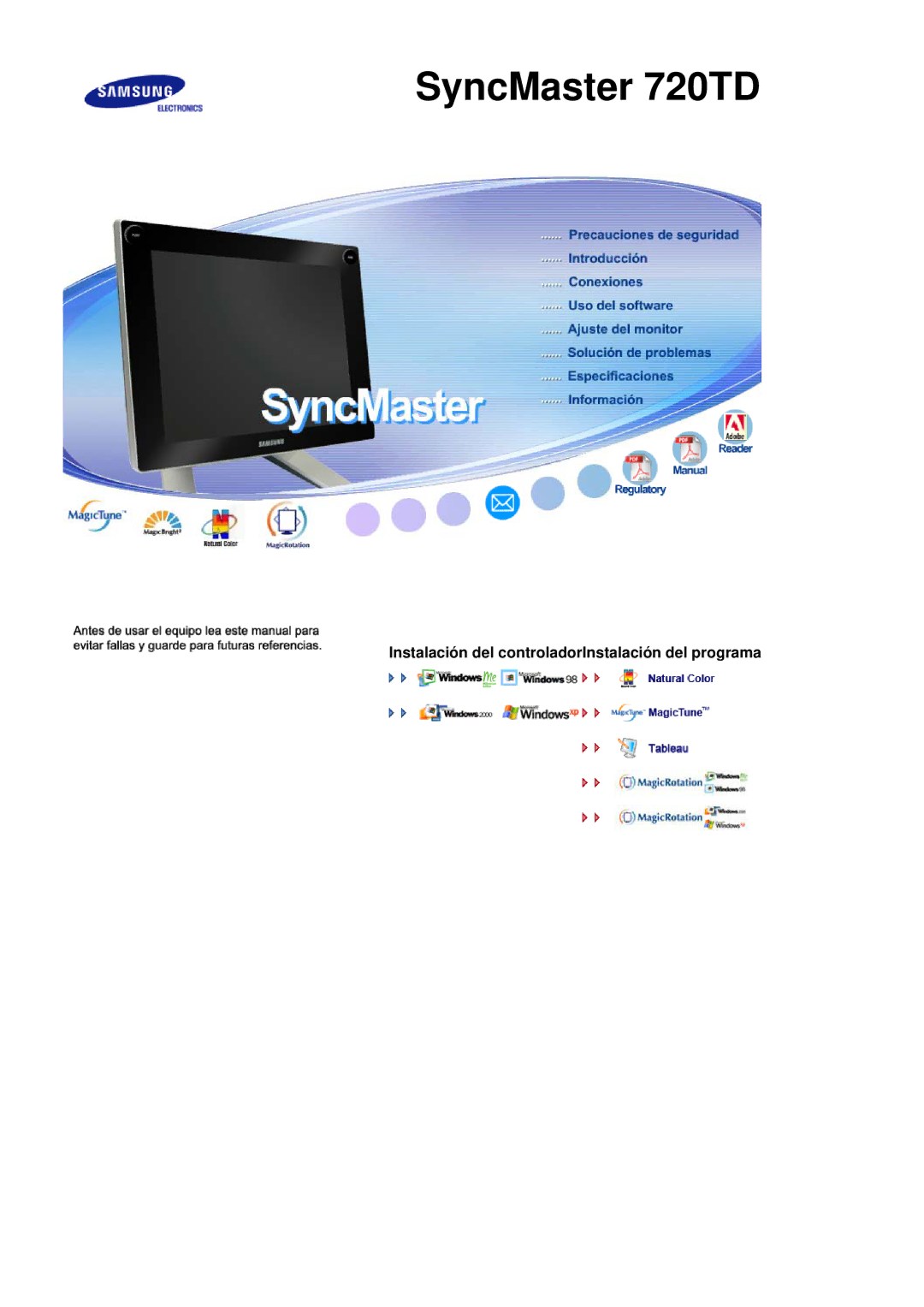 Samsung LS17TBTQS/EDC manual SyncMaster 720TD 