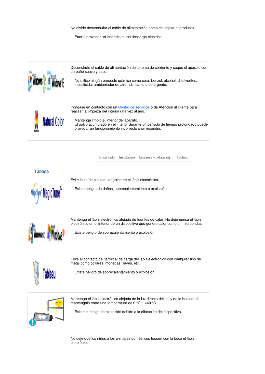 Samsung LS17TBTQS/EDC manual Tableta 