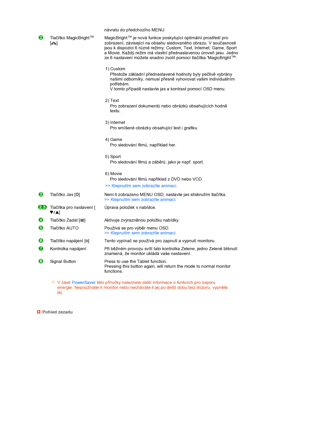 Samsung LS17TBTQS/EDC manual Pohled zezadu 