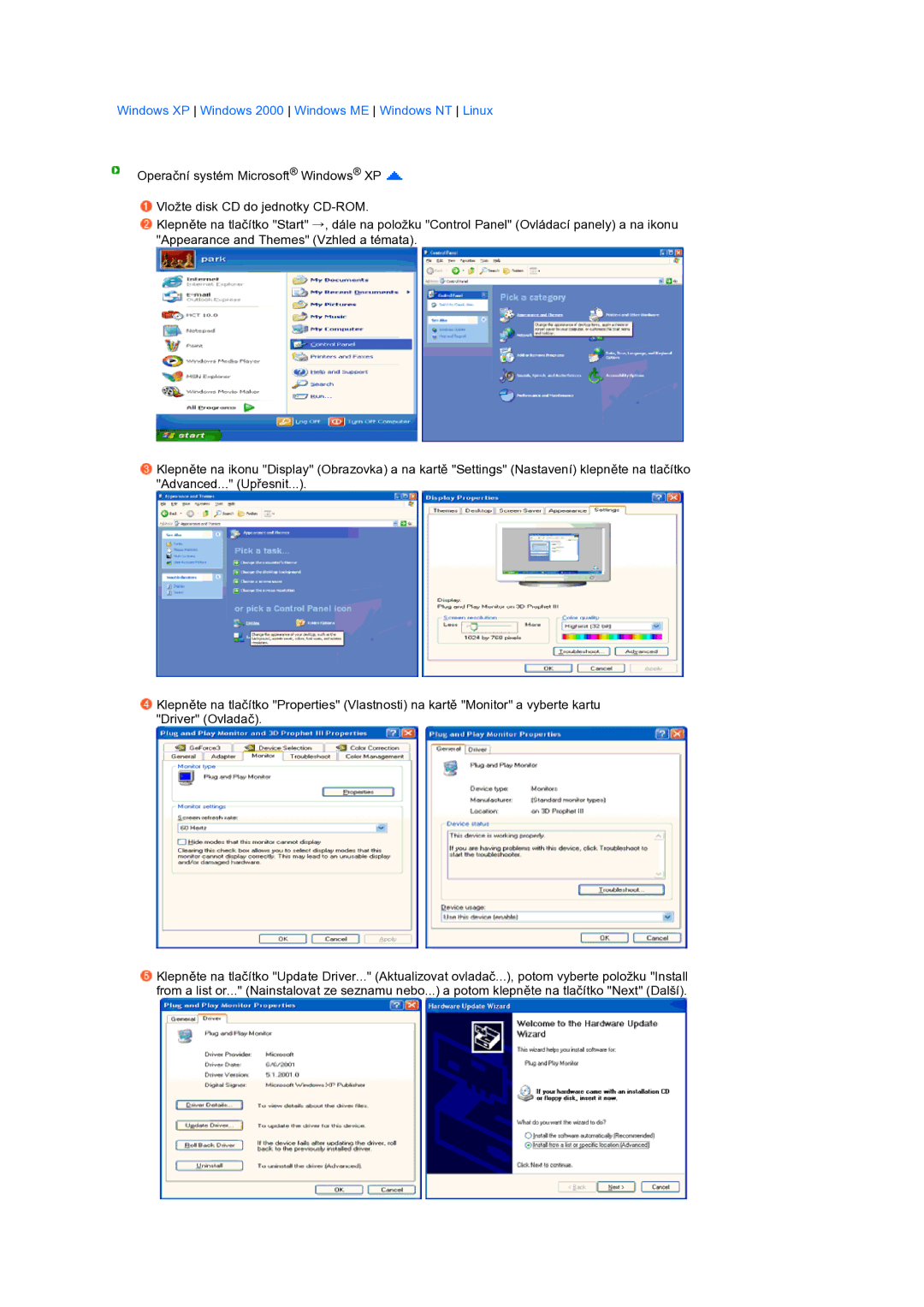 Samsung LS17TBTQS/EDC manual Windows XP Windows 2000 Windows ME Windows NT Linux 