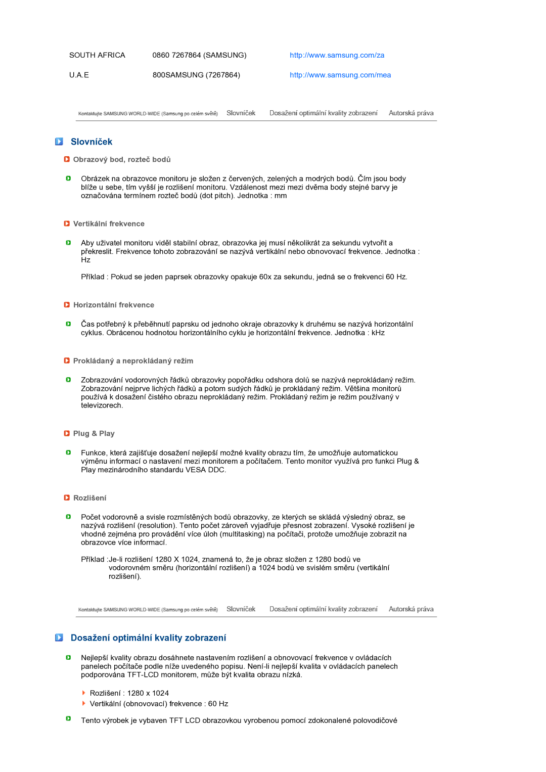 Samsung LS17TBTQS/EDC manual Slovníček, Dosažení optimální kvality zobrazení 