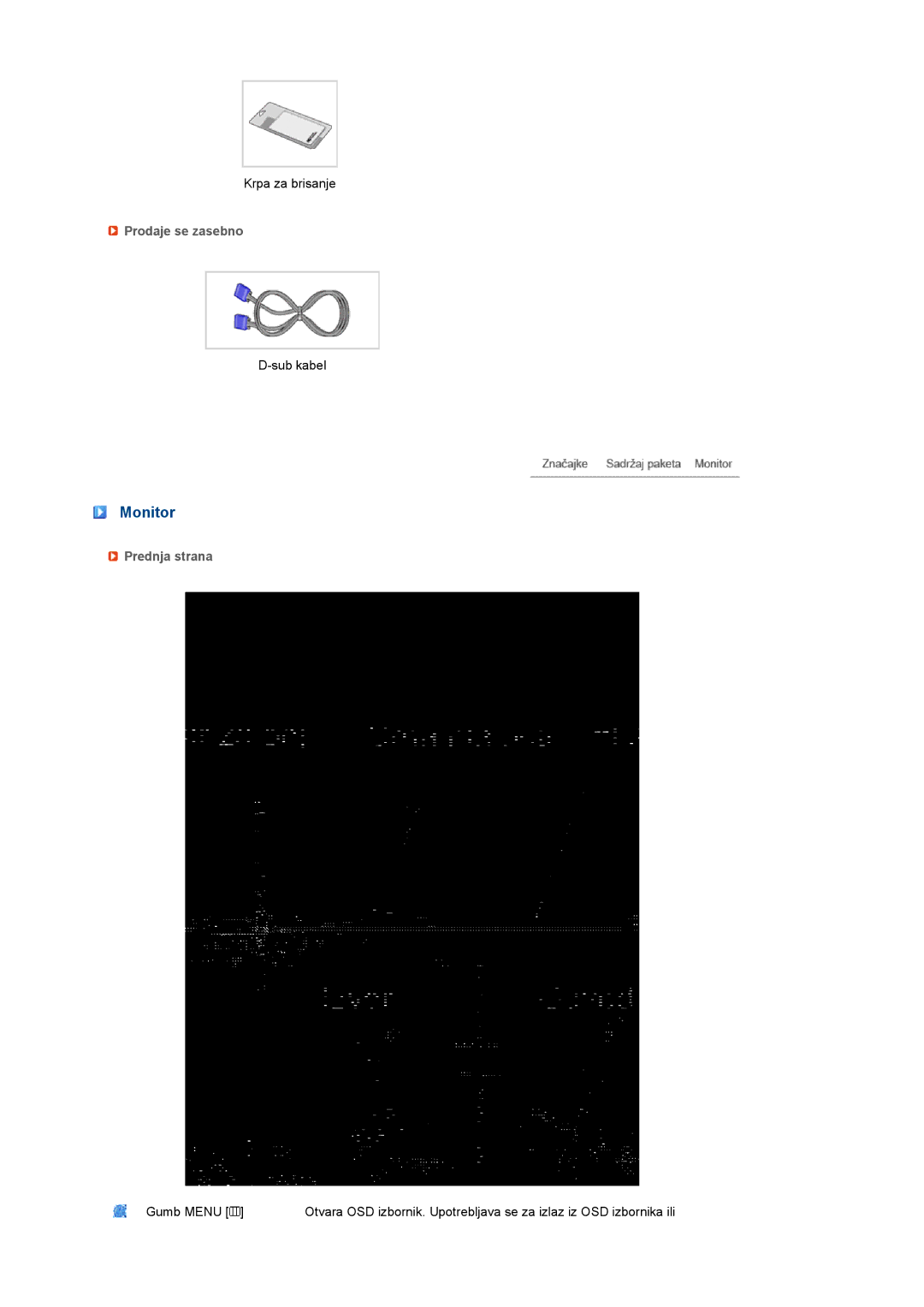 Samsung LS17TBTQS/EDC manual Monitor, Prodaje se zasebno, Prednja strana 