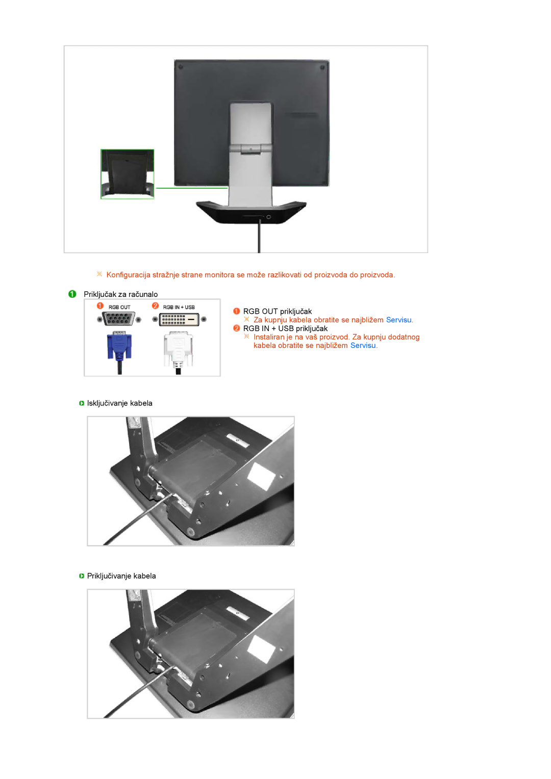 Samsung LS17TBTQS/EDC manual Za kupnju kabela obratite se najbližem Servisu 