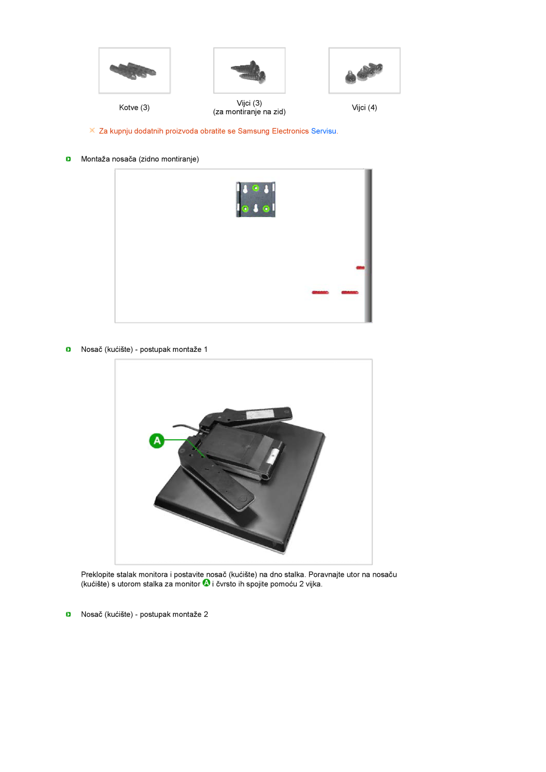 Samsung LS17TBTQS/EDC manual Kotve Vijci 