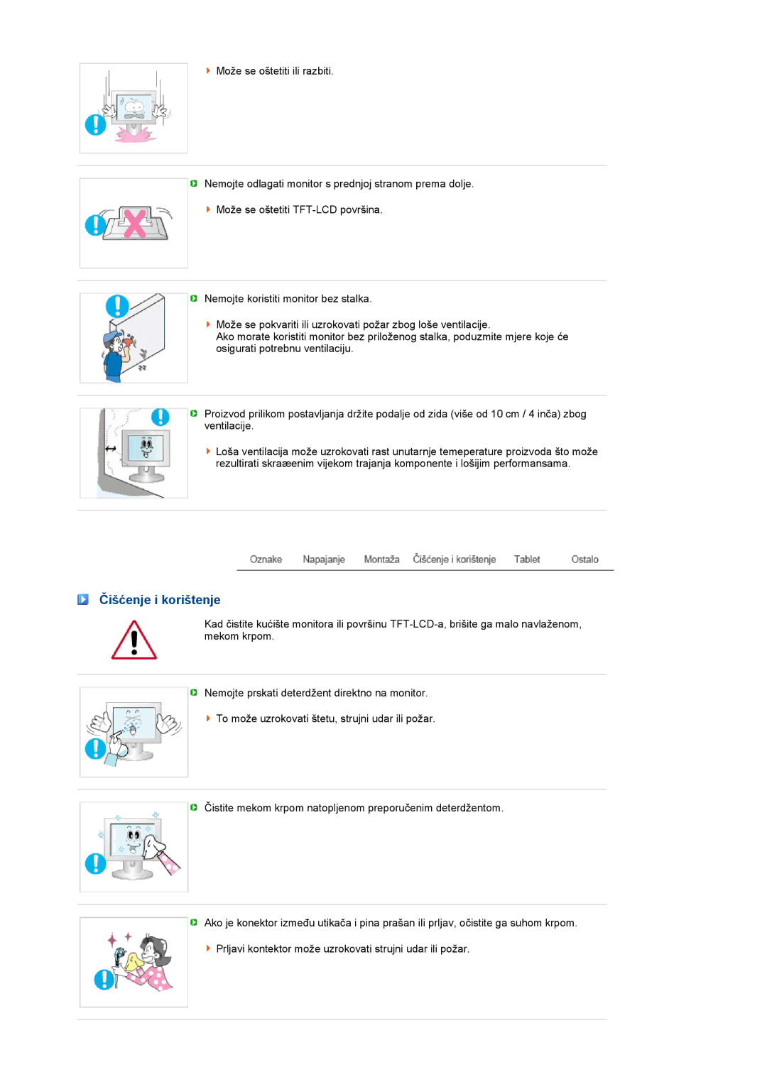 Samsung LS17TBTQS/EDC manual Čišćenje i korištenje 