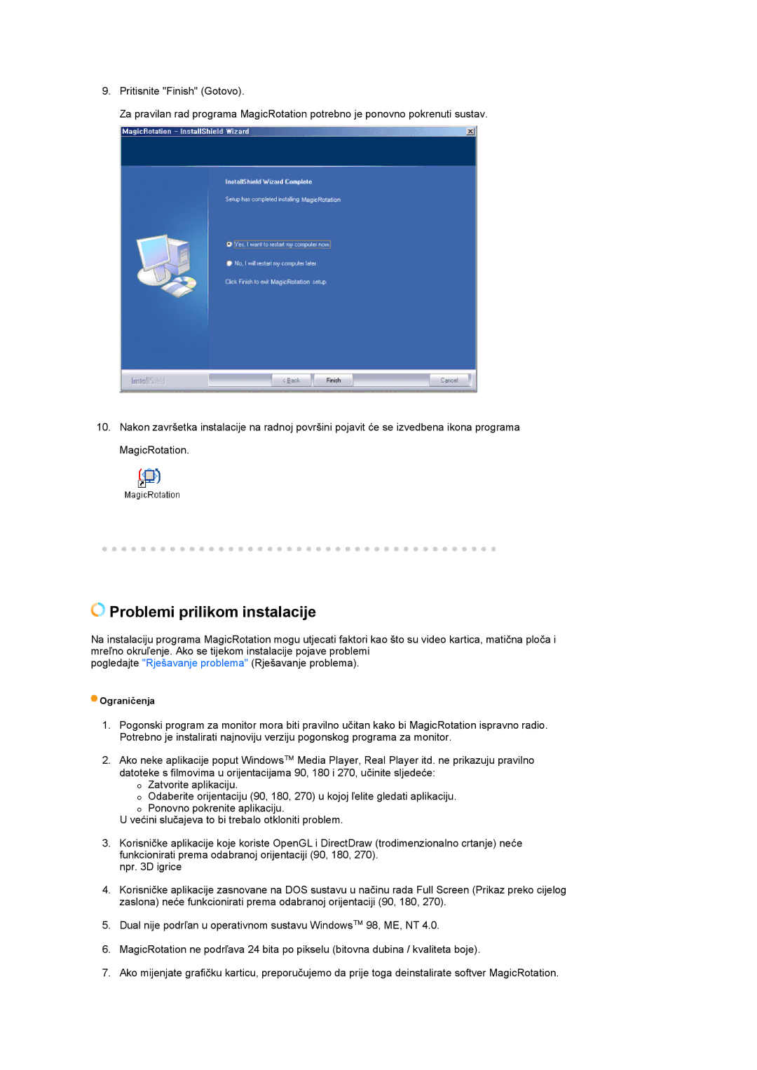 Samsung LS17TBTQS/EDC manual Problemi prilikom instalacije 