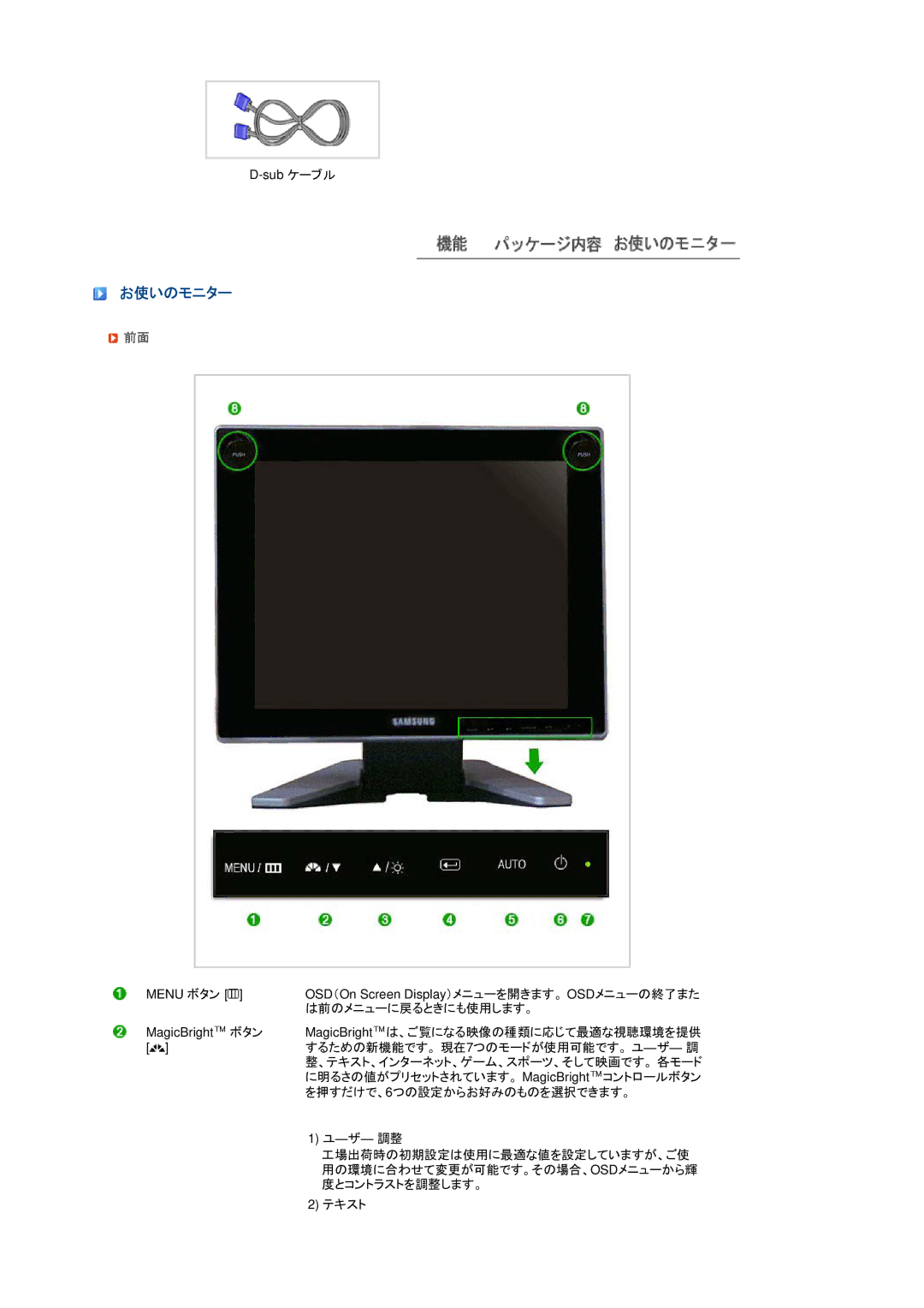 Samsung LS17TBTQS/XSJ manual お使いのモニター 