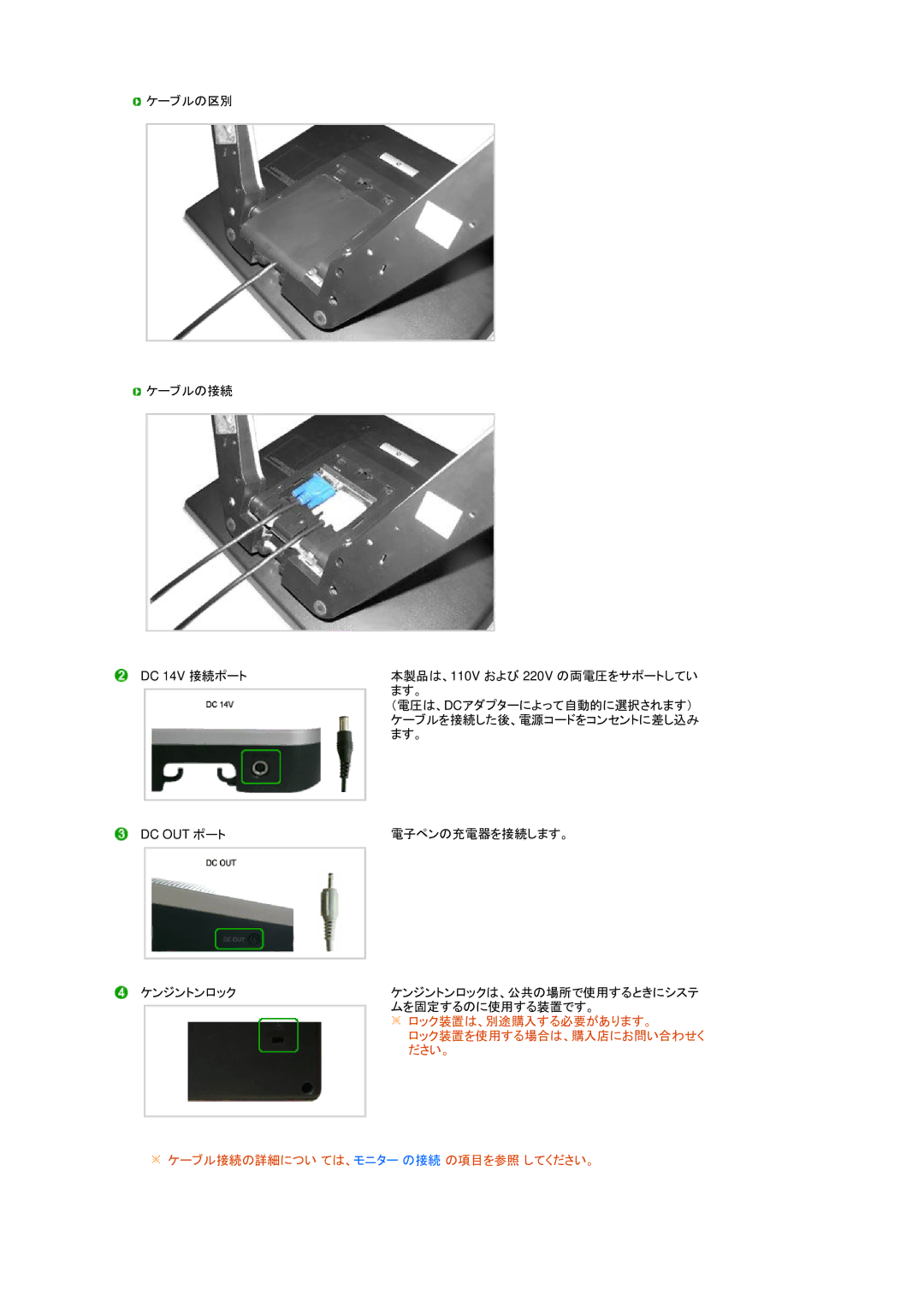 Samsung LS17TBTQS/XSJ manual ロック装置は、別途購入する必要があります。 