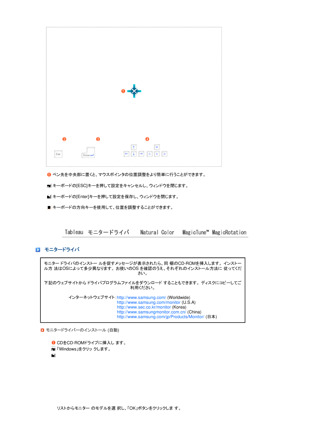 Samsung LS17TBTQS/XSJ manual モニタードライバーのインストール 自動 