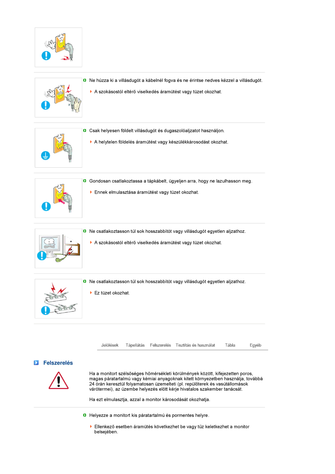 Samsung LS17TBTQSZ/EDC manual Felszerelés 