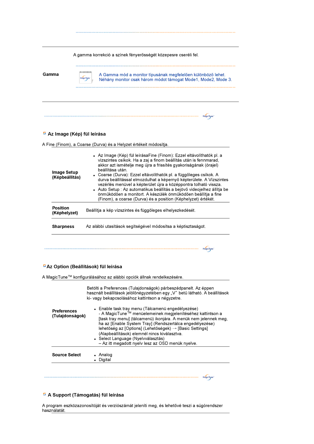 Samsung LS17TBTQSZ/EDC manual Az Image Kép fül leírása 