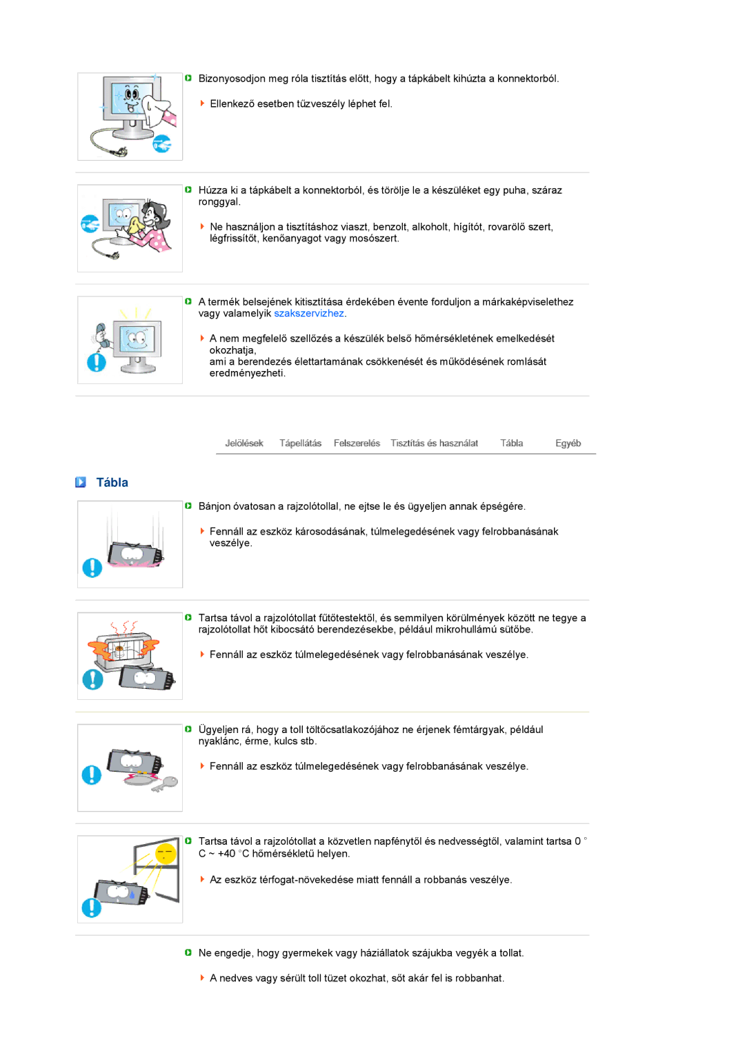 Samsung LS17TBTQSZ/EDC manual Tábla 