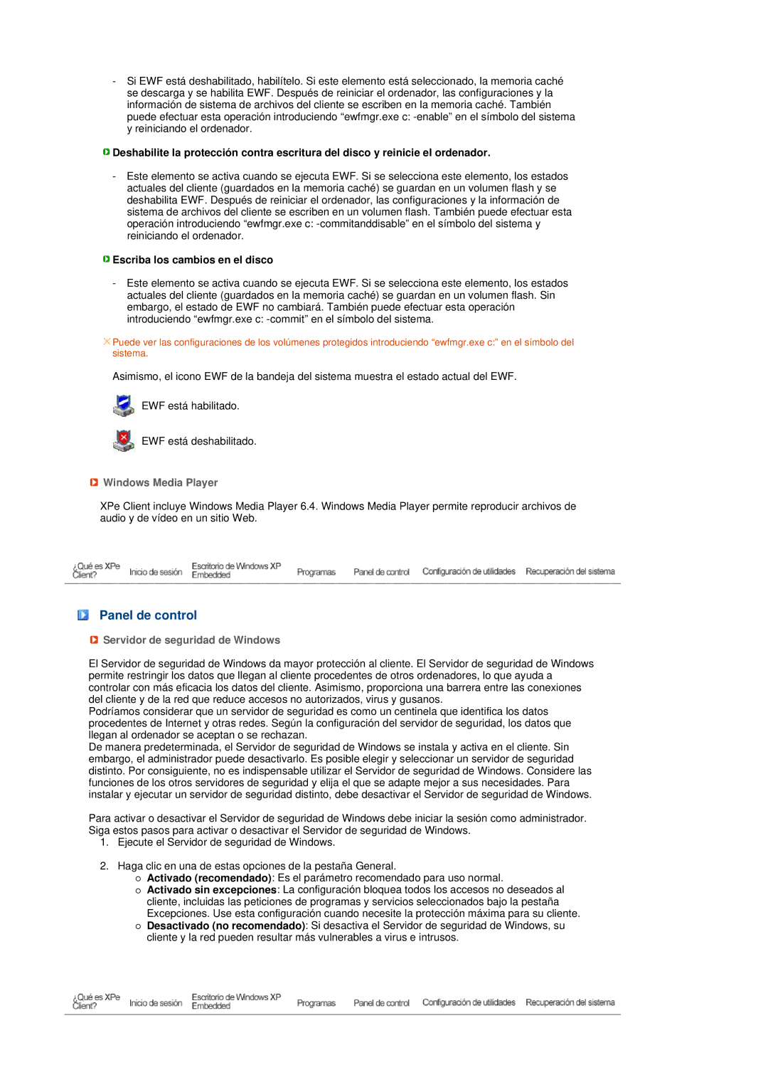 Samsung LS17TRTLS/EDC manual Panel de control, Escriba los cambios en el disco, Windows Media Player 