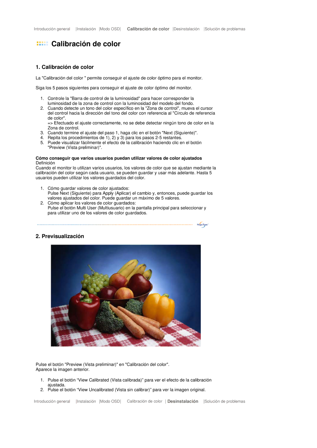 Samsung LS17TRTLS/EDC manual Calibración de color 