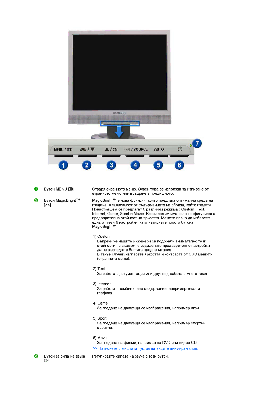 Samsung LS17TRTLS/EDC manual Натиснете с мишката тук, за да видите анимиран клип 