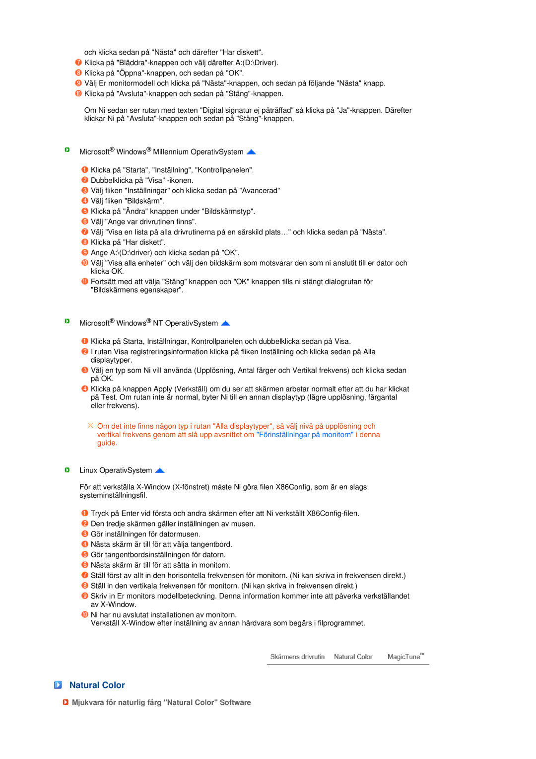 Samsung LS17TRTLS/EDC manual Mjukvara för naturlig färg Natural Color Software 