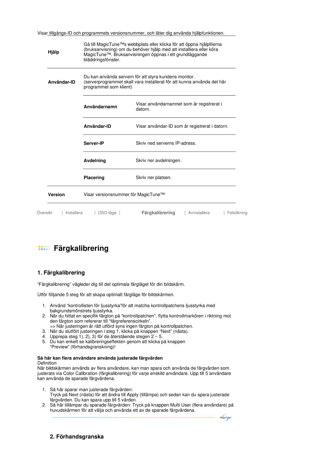 Samsung LS17TRTLS/EDC manual Användarnamn datorn Användar-ID, Server-IP, Avdelning, Placering, Version 