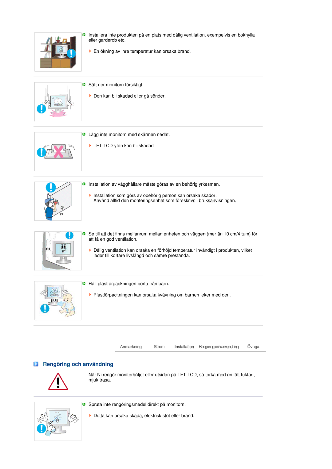 Samsung LS17TRTLS/EDC manual Rengöring och användning 