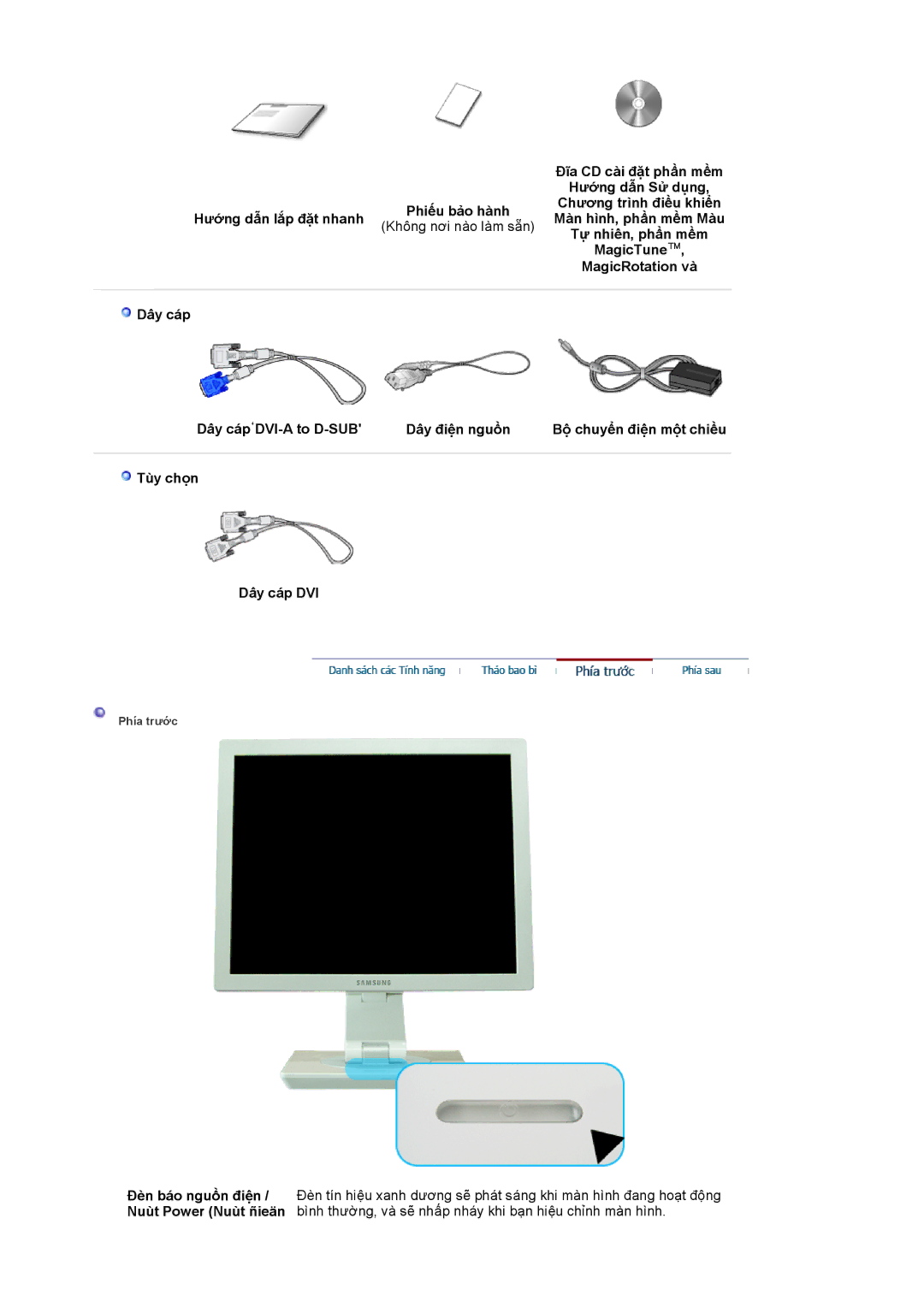 Samsung LS19VDPXHQ/VNT manual Đĩa CD cài đặt phần mềm, Hướng dẫn Sử dụng, Tự nhiên, phần mềm, MagicTune, MagicRotation và 