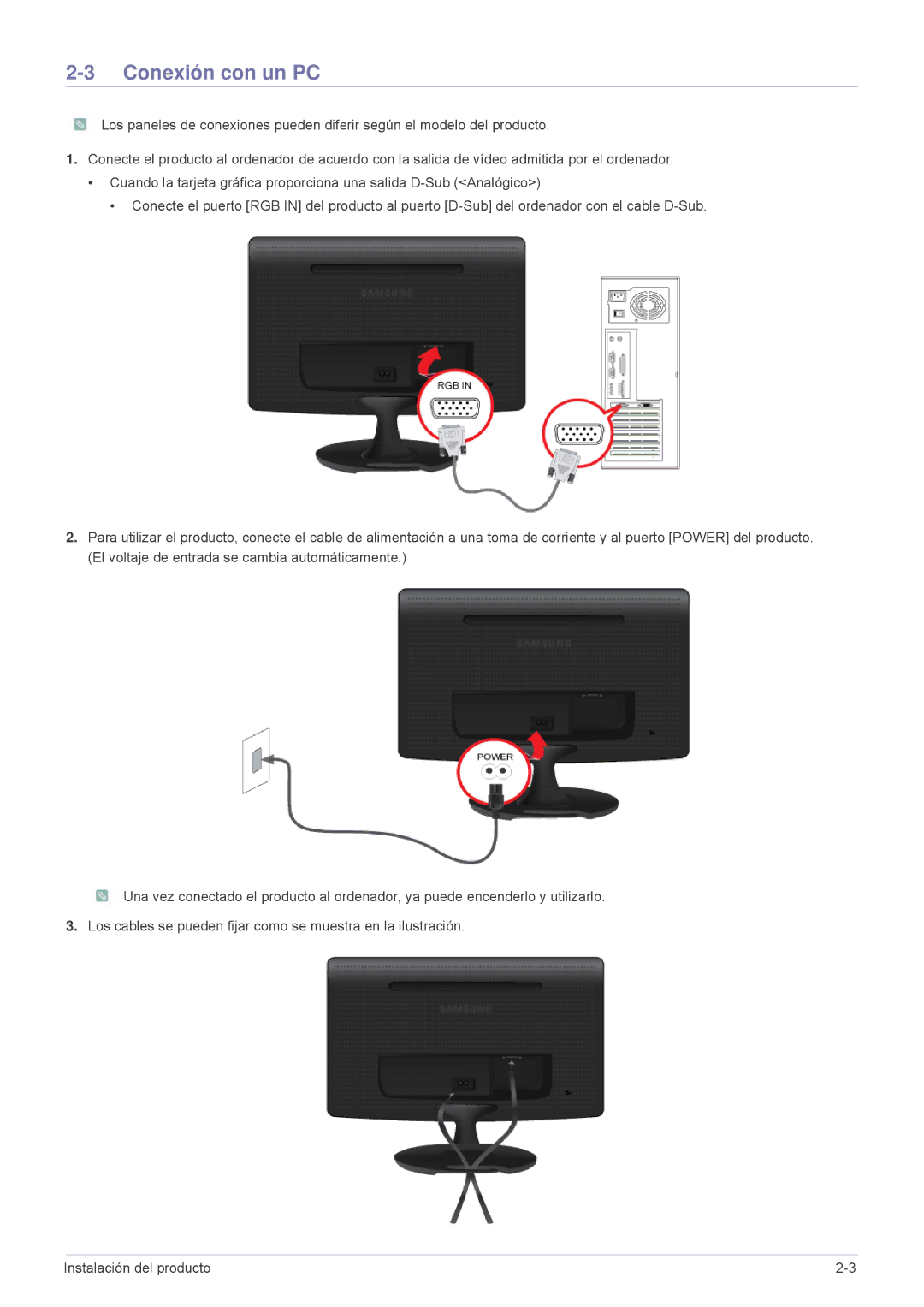 Samsung LS19A10NS/EN manual Conexión con un PC 